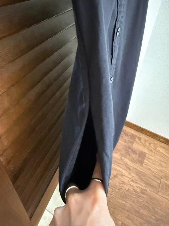 Theory Mayvine Light Poplin Shirt Dress Women Size 4 Black Stretch Cotton - Picture 5 of 8